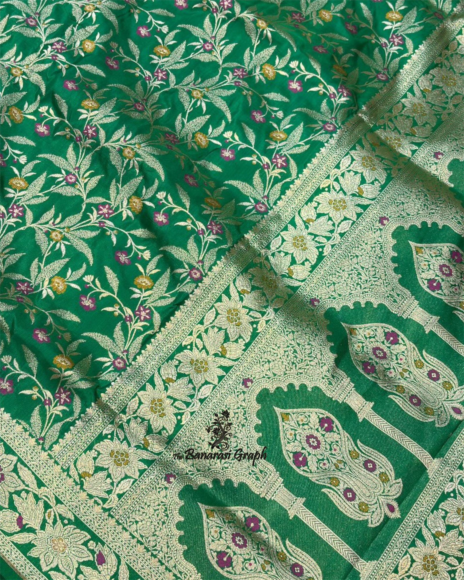 Pure Katan Handloom Silk - All Over Jaal Work with Meenakari Banarasi Saree