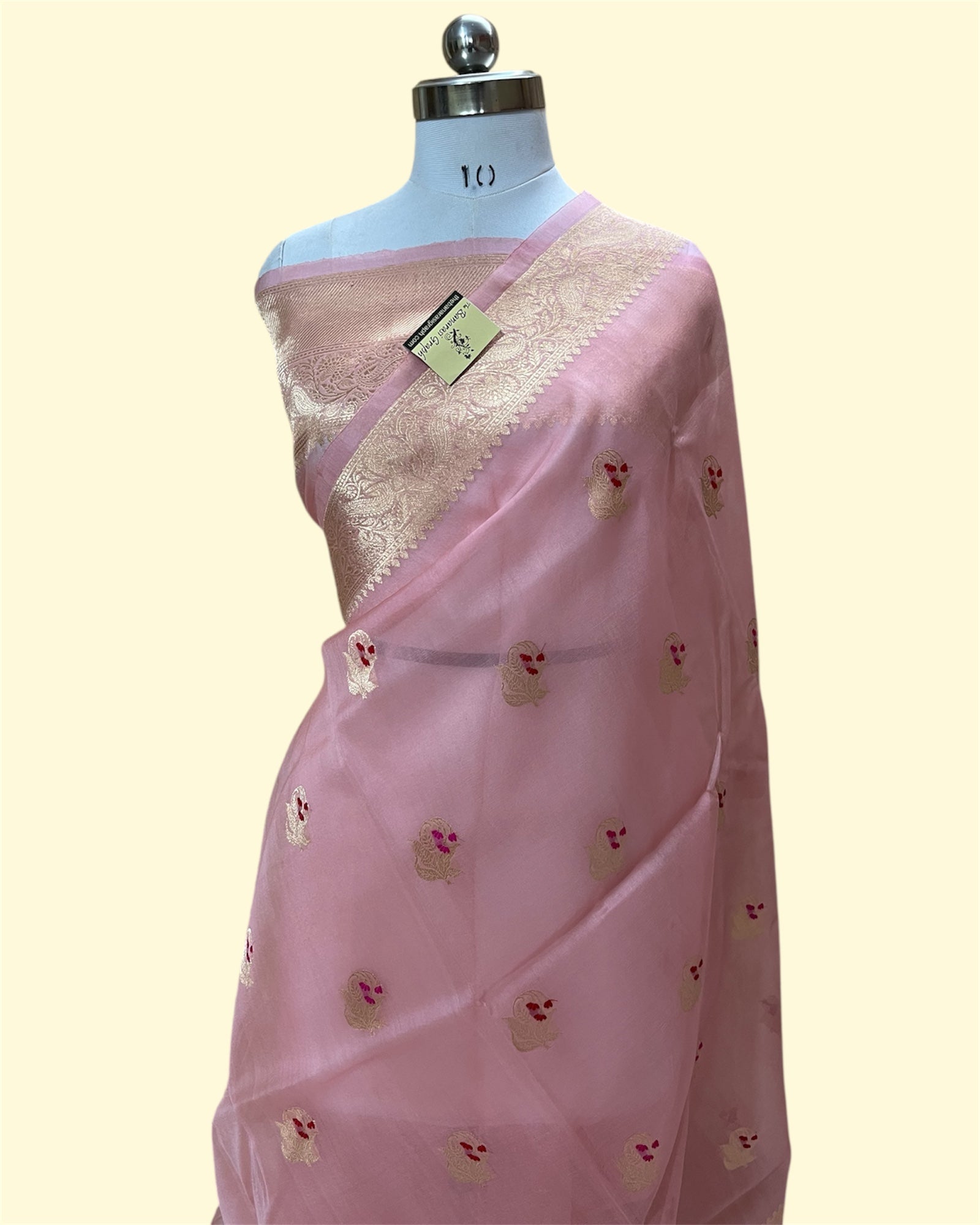 Pure Kora Handloom Silk - Kadhua Motifs with Meenakari Banarasi Saree