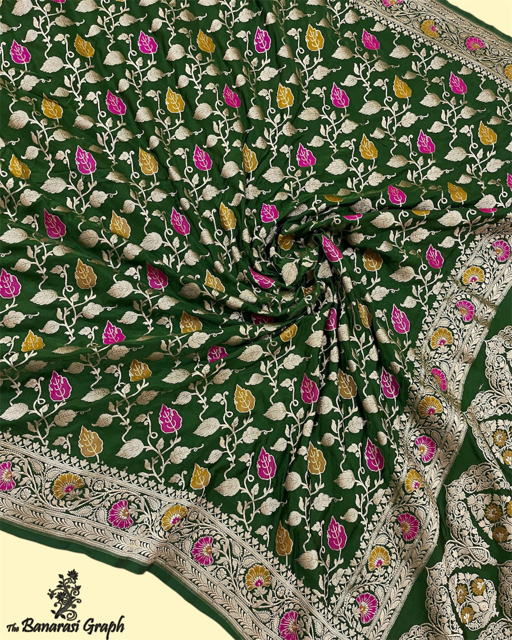 Premium Mashru Silk - All Over Jaal Work with Meenakari Banarasi Saree