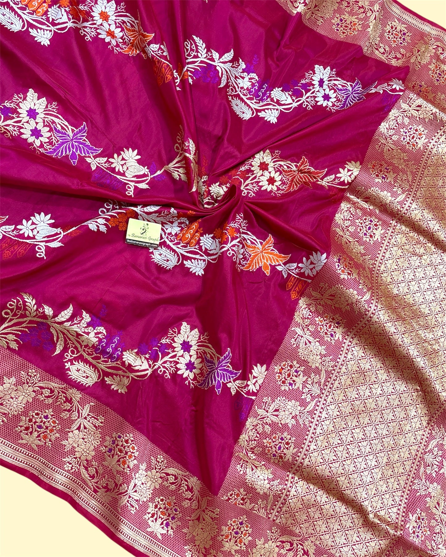 Hot Pink Pure Katan Handloom Silk - Kadhua Motifs Sona Rupa With Meenakari Banarasi Saree