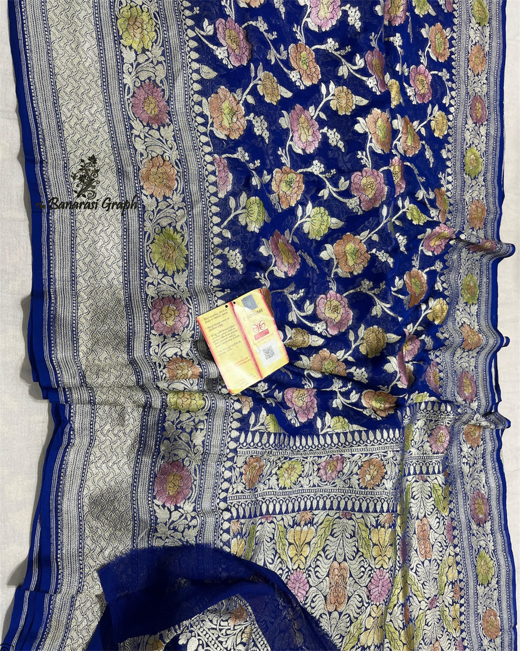 Khaddi Georgette Water Zari with Handbrush Meenakari - Pure Banarasi Saree