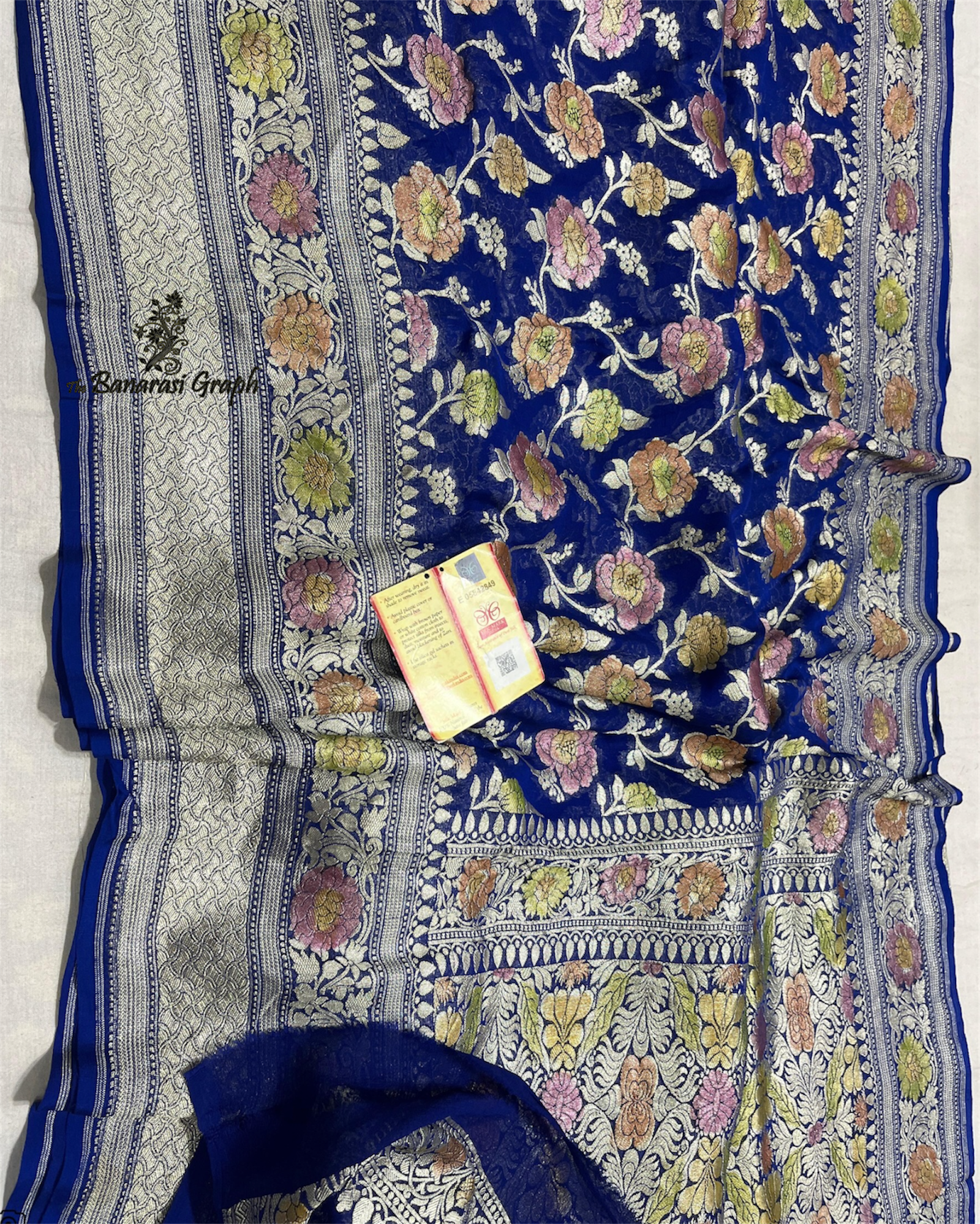 Khaddi Georgette Water Zari with Handbrush Meenakari - Pure Banarasi Saree