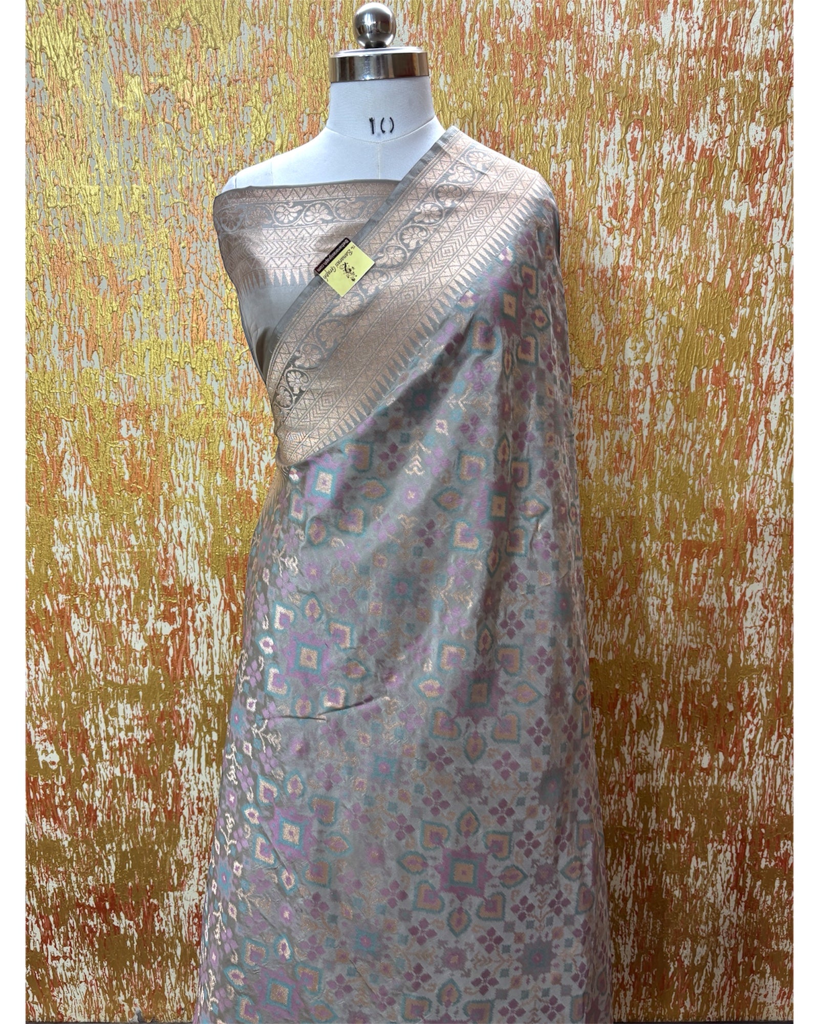 Grey Pure Katan Handloom Silk - All Over Jaal Work With Meenakari Banarasi Saree
