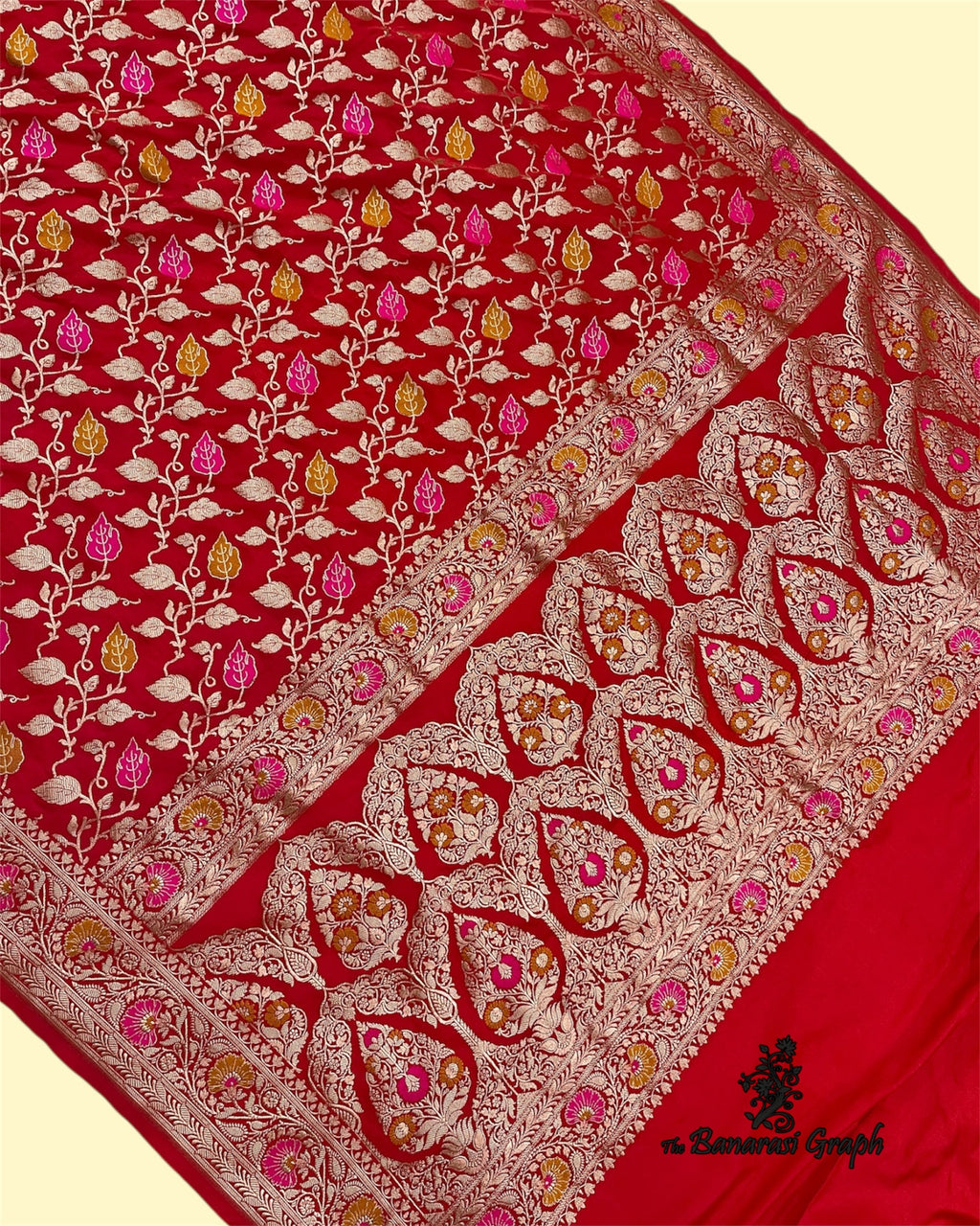 Premium Mashru Silk - All Over Jaal Work with Meenakari Banarasi Saree