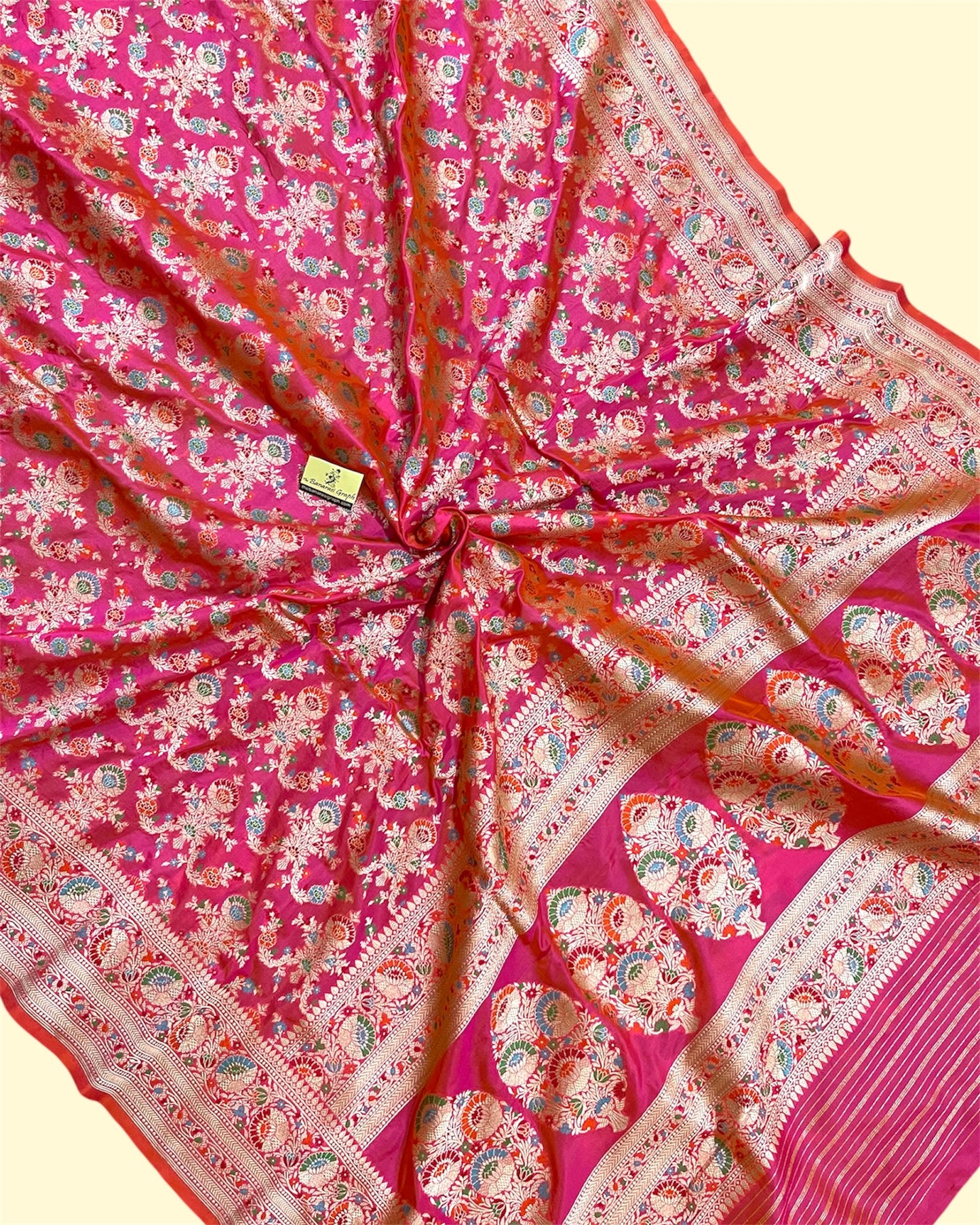Pink Pure Katan Handloom Silk - All Over Jaal Work with Meenakari Banarasi Saree