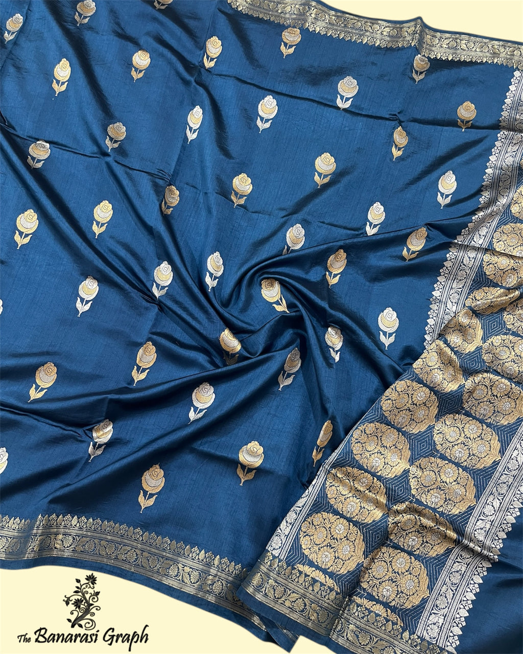 Pure Raw Mango Handloom Silk - Kadhua Motifs Sona Rupa Banarasi Saree