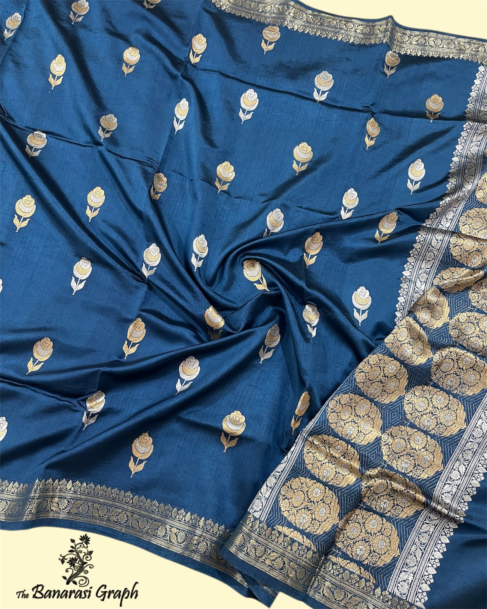 Pure Raw Mango Handloom Silk - Kadhua Motifs Sona Rupa Banarasi Saree