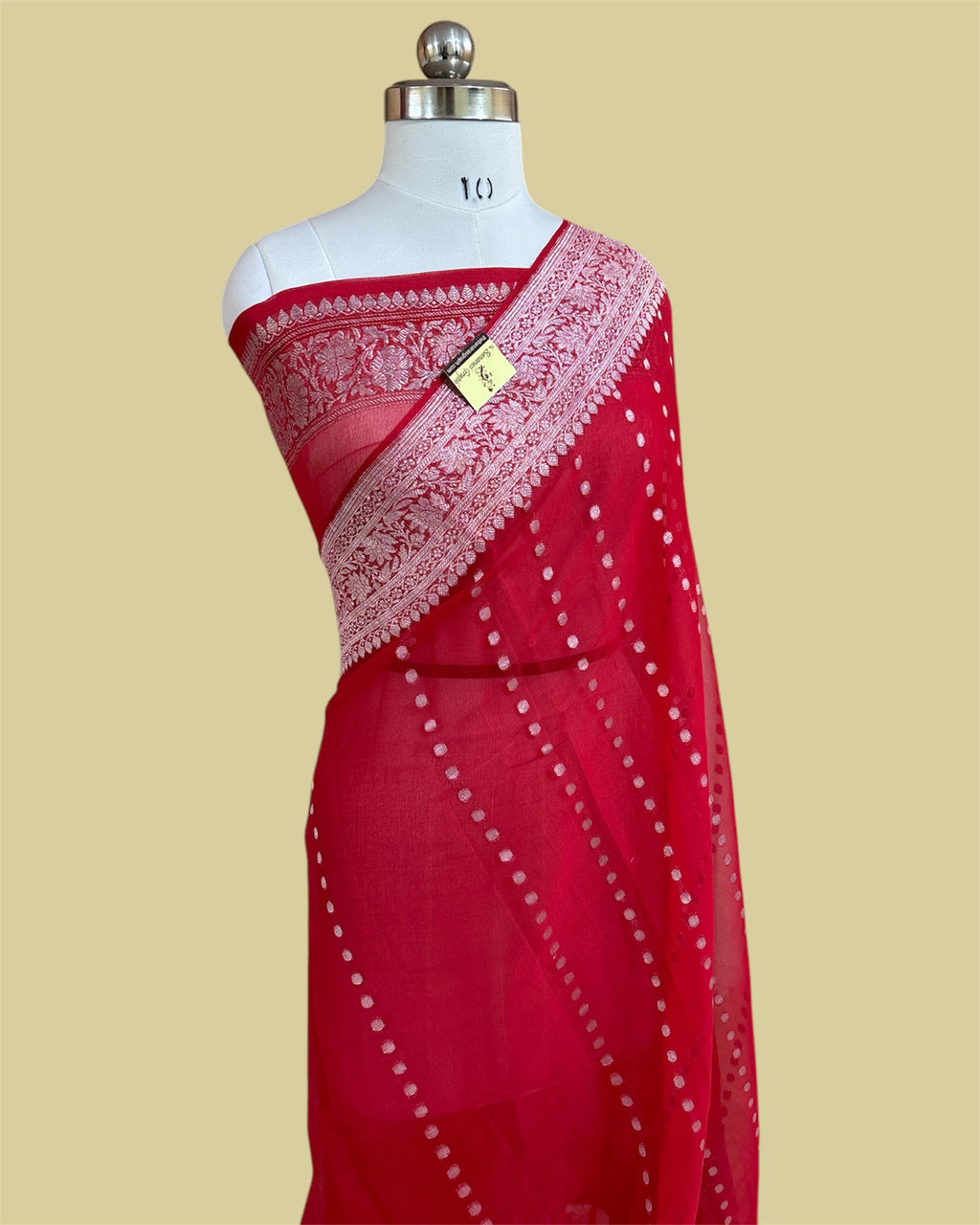 Khaddi Georgette Silver Zari - Pure Banarasi saree