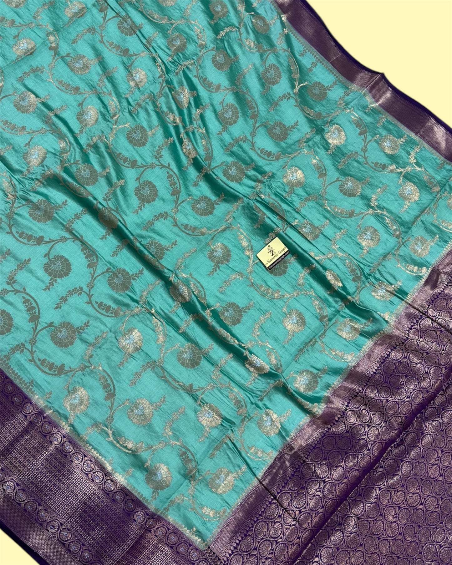 C Green Pure Chiniya Silk - All Over Jaal Work Banarasi Saree