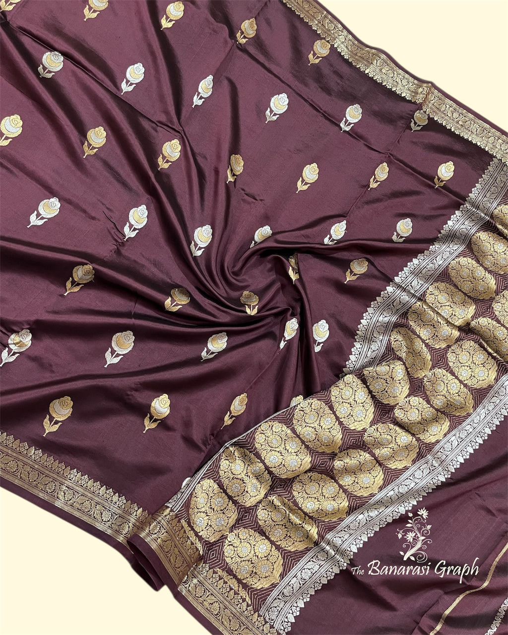 Pure Raw Mango Handloom Silk - Kadhua Motifs Sona Rupa Banarasi Saree