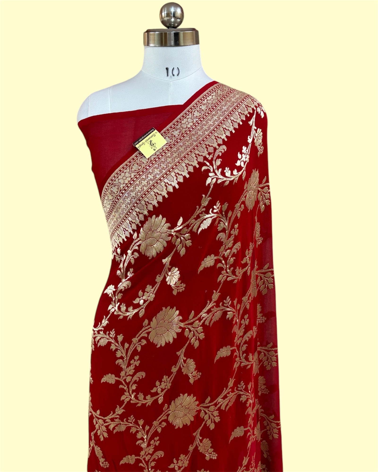 Khaddi Georgette Water Zari - All Over Jaal Work Pure Banarasi Saree