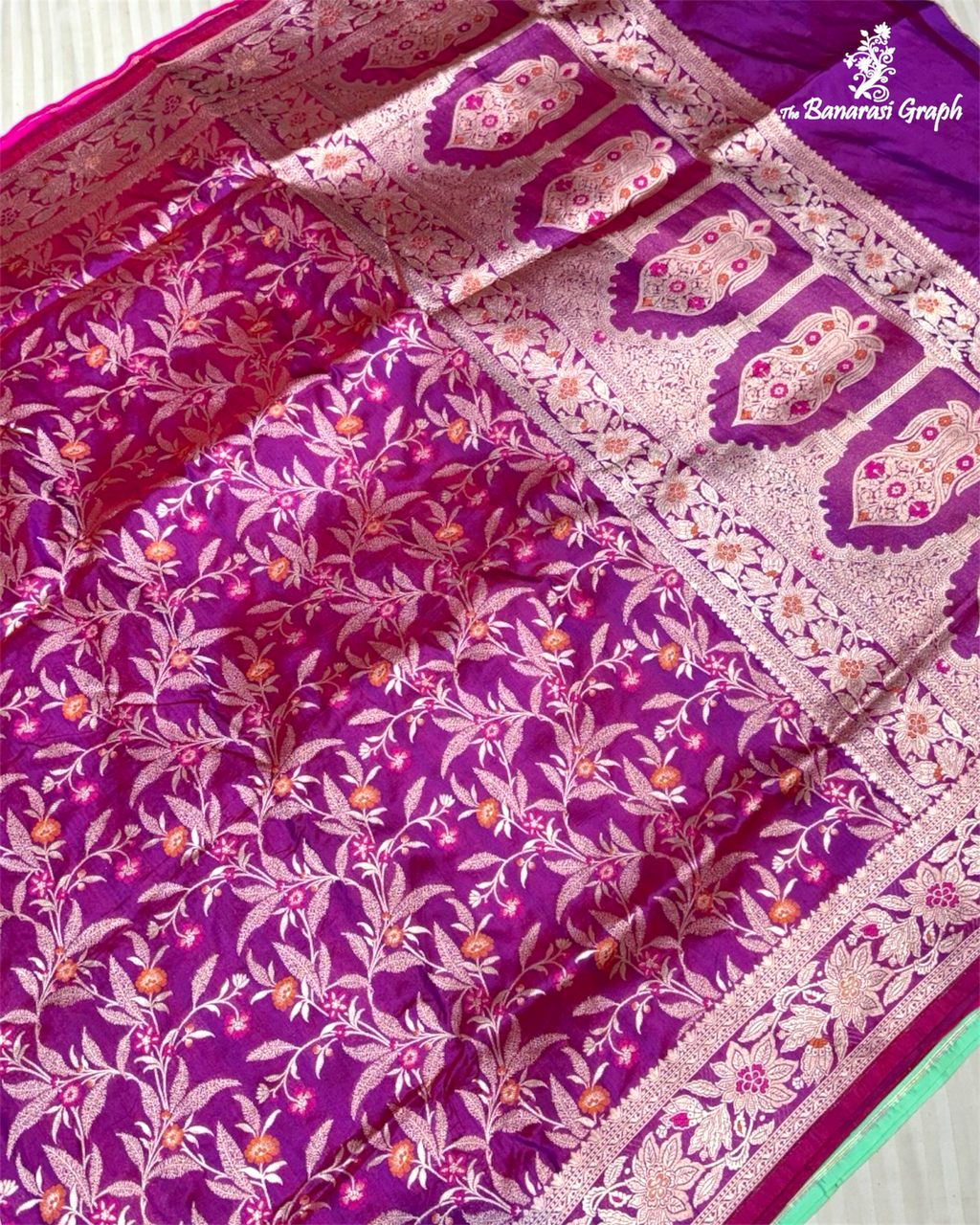 Pure Katan Handloom Silk - All Over Jaal Work with Meenakari Banarasi Saree