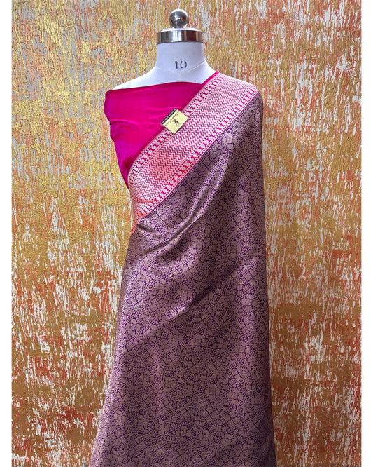 Pure Katan Handloom Silk - Brocade Jaal Work Banarasi Saree