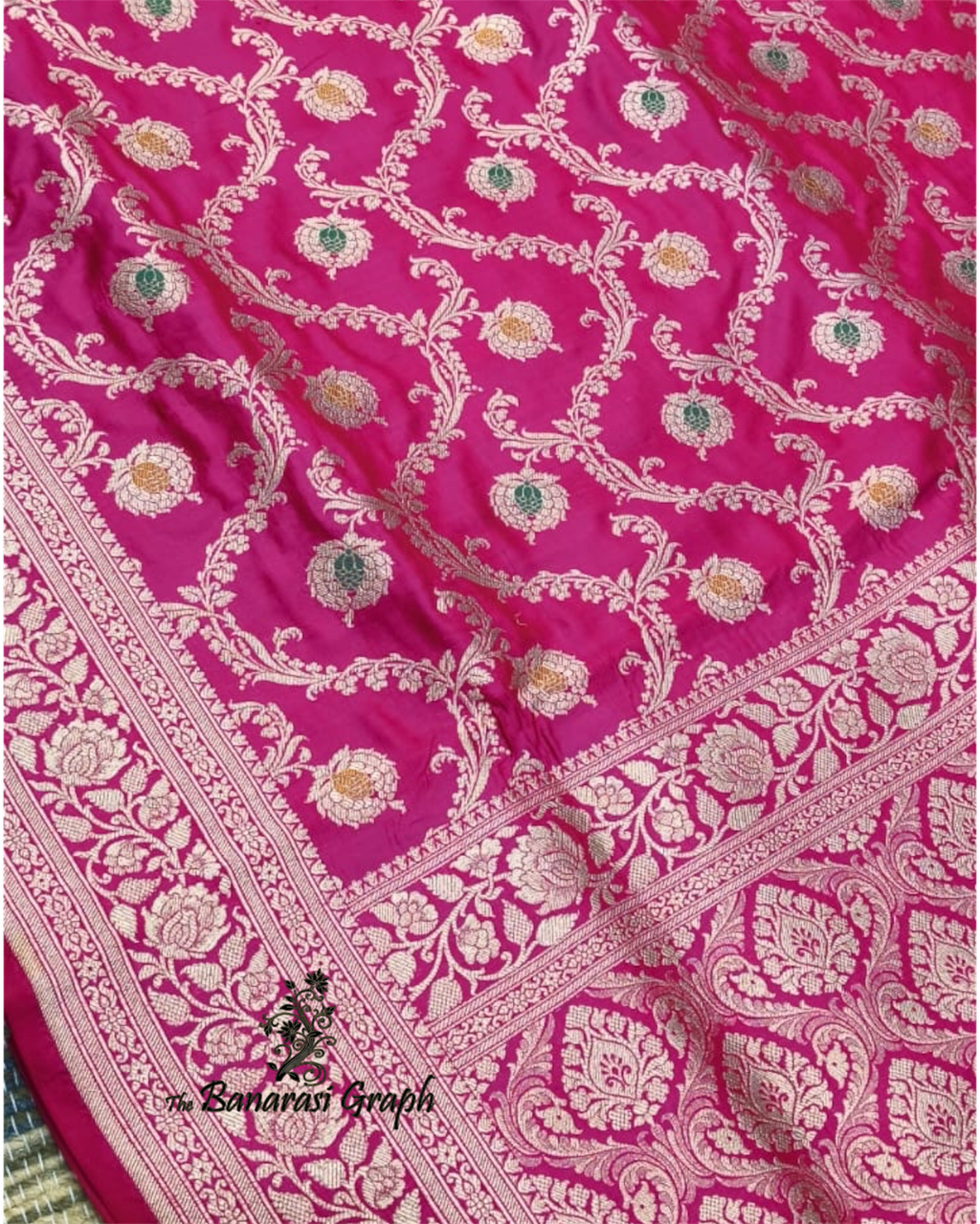 Pink Pure Katan Handloom Silk - All Over Jaal Work with Meenakari Banarasi Saree