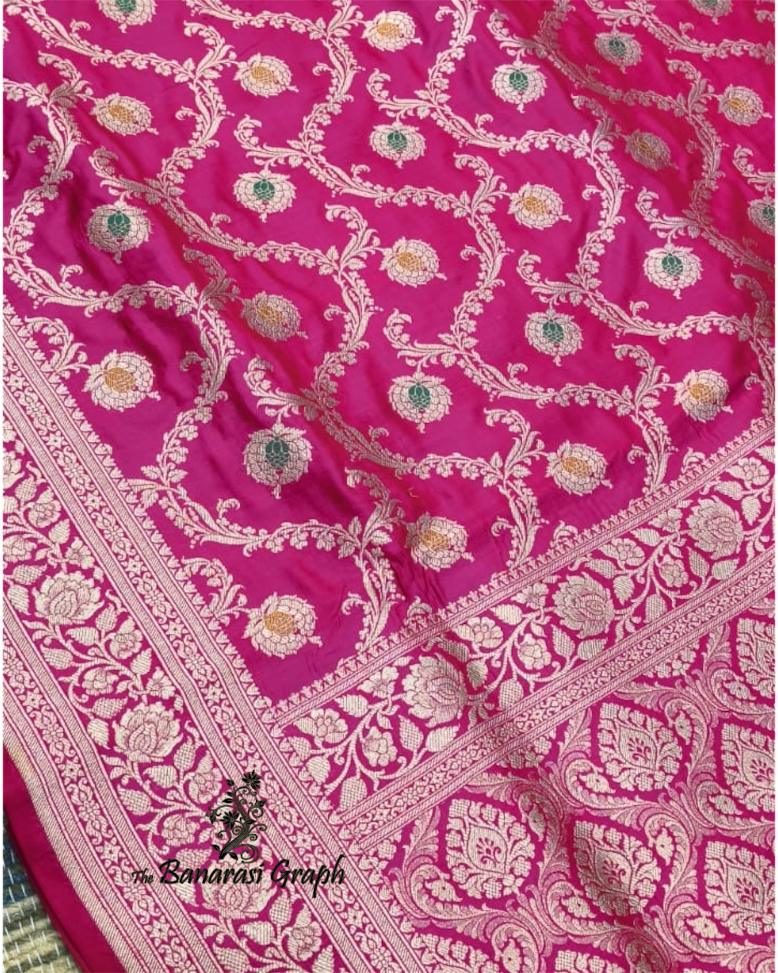 Pink Pure Katan Handloom Silk - All Over Jaal Work with Meenakari Banarasi Saree