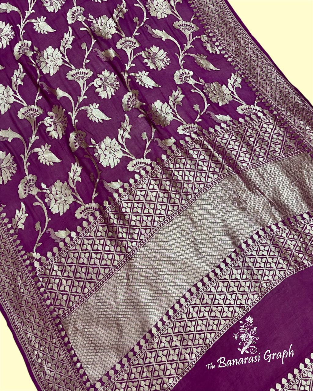 Khaddi Georgette Water Zari - All Over Jaal Work Pure Banarasi Saree