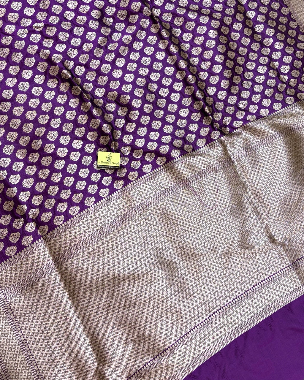Magenta Pure Katan Handloom Silk - All Over Booti work Banarasi Saree