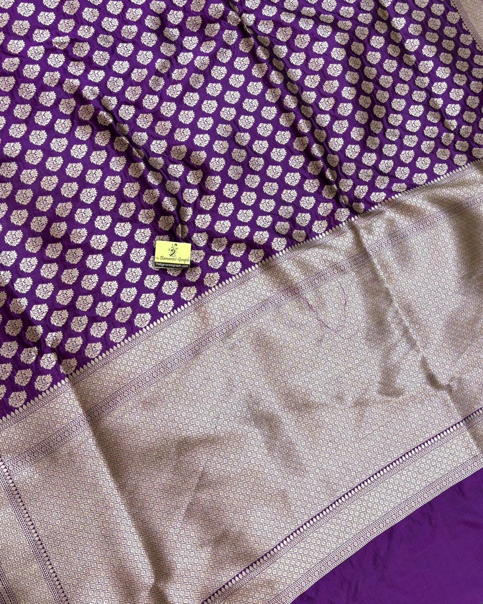 Magenta Pure Katan Handloom Silk - All Over Booti work Banarasi Saree