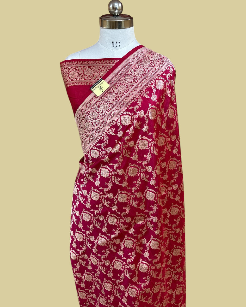 Red Pure Katan Handloom Silk - All Over Jaal Work Banarasi Saree