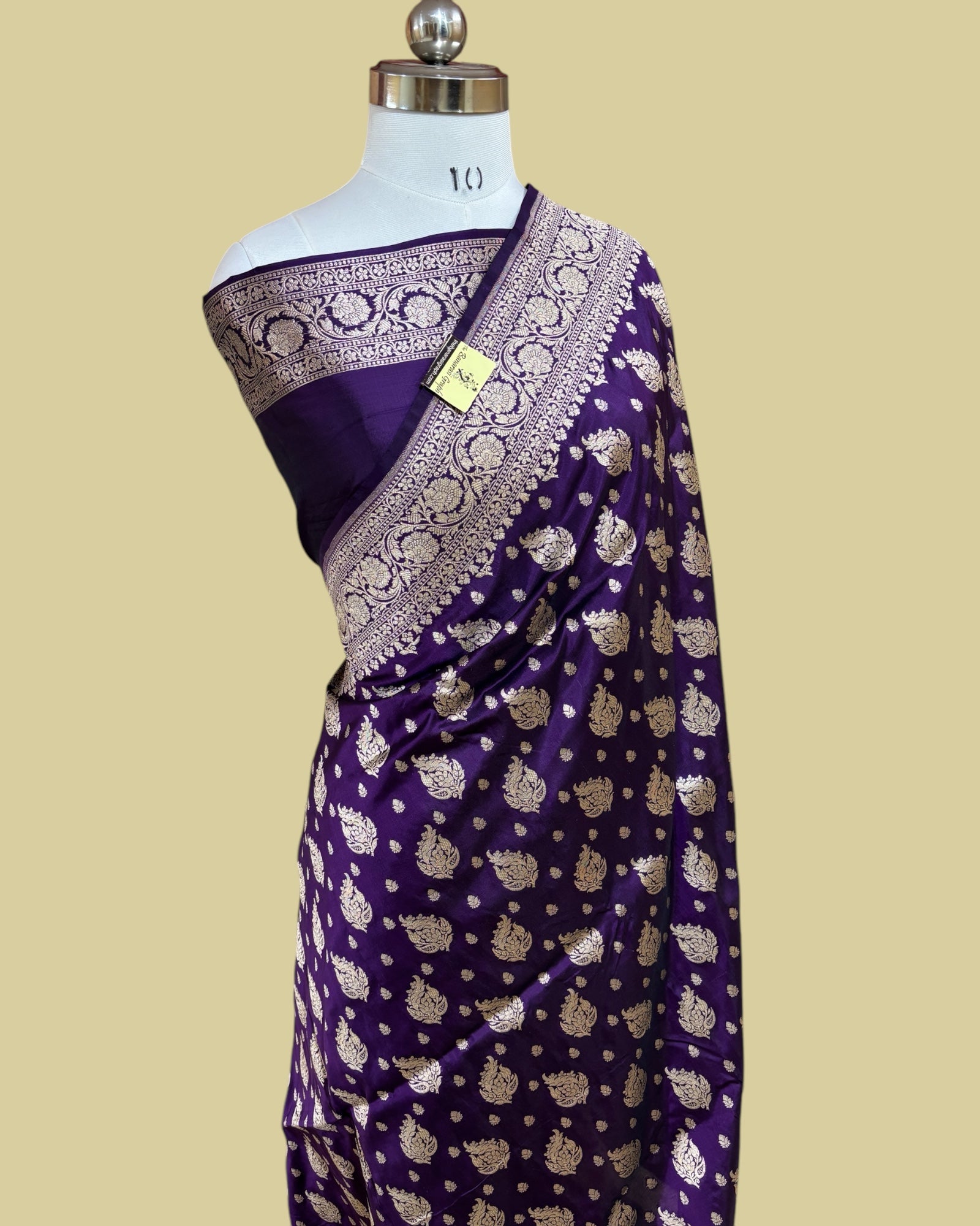 Violet Pure Katan Handloom Silk - All Over Jaal Work Banarasi Saree