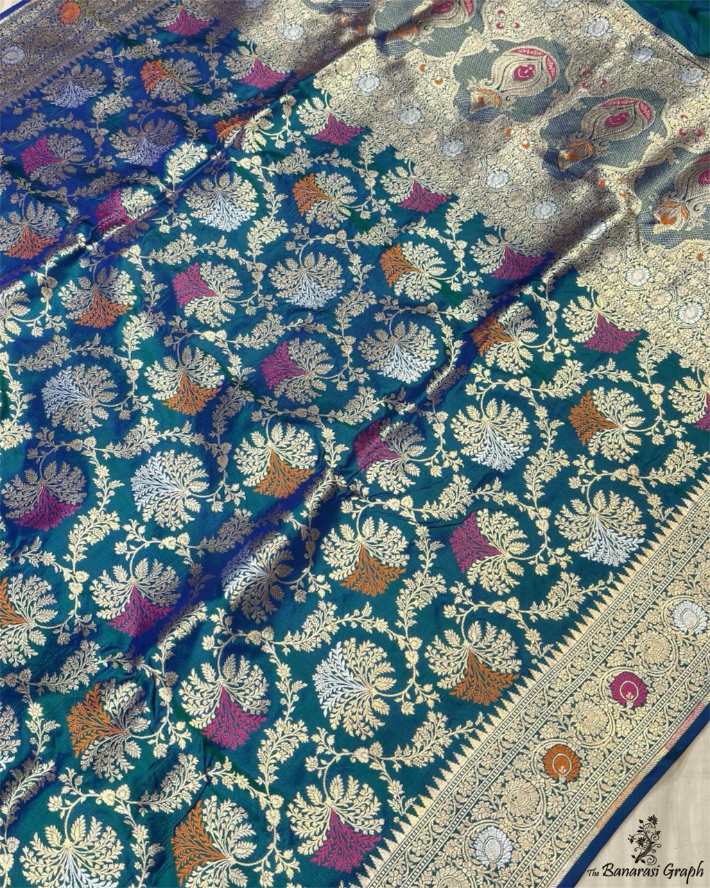 Pure Katan Handloom Silk - All Over Jaal Work with Meenakari Banarasi Saree