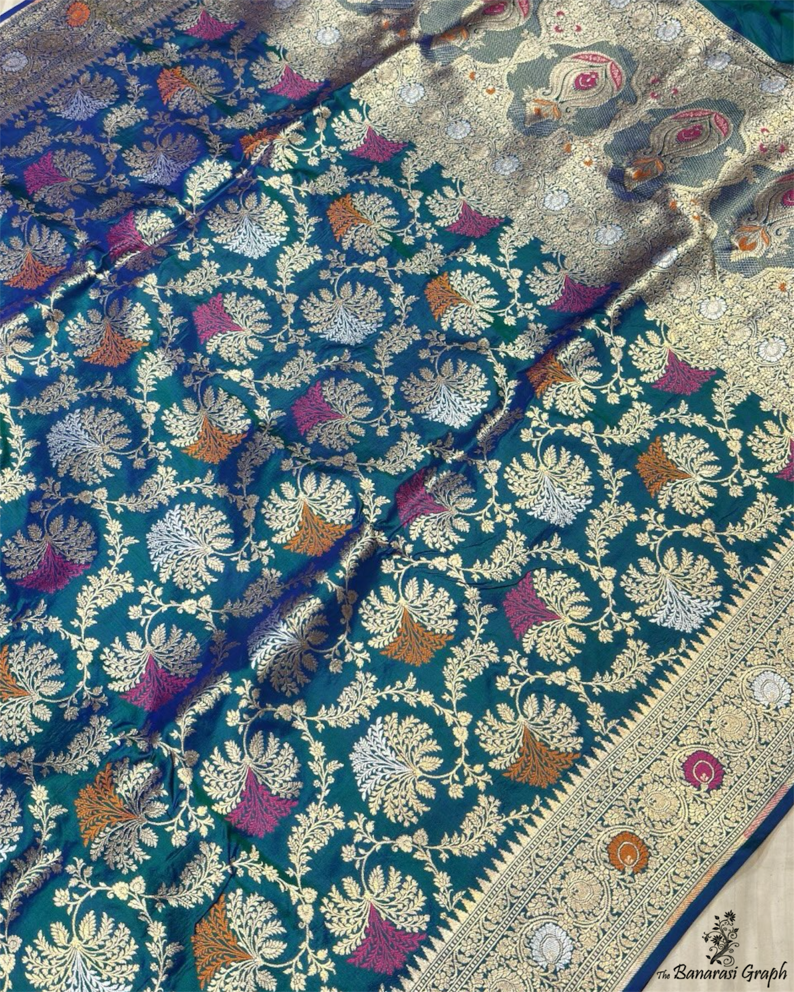 Pure Katan Handloom Silk - All Over Jaal Work with Meenakari Banarasi Saree