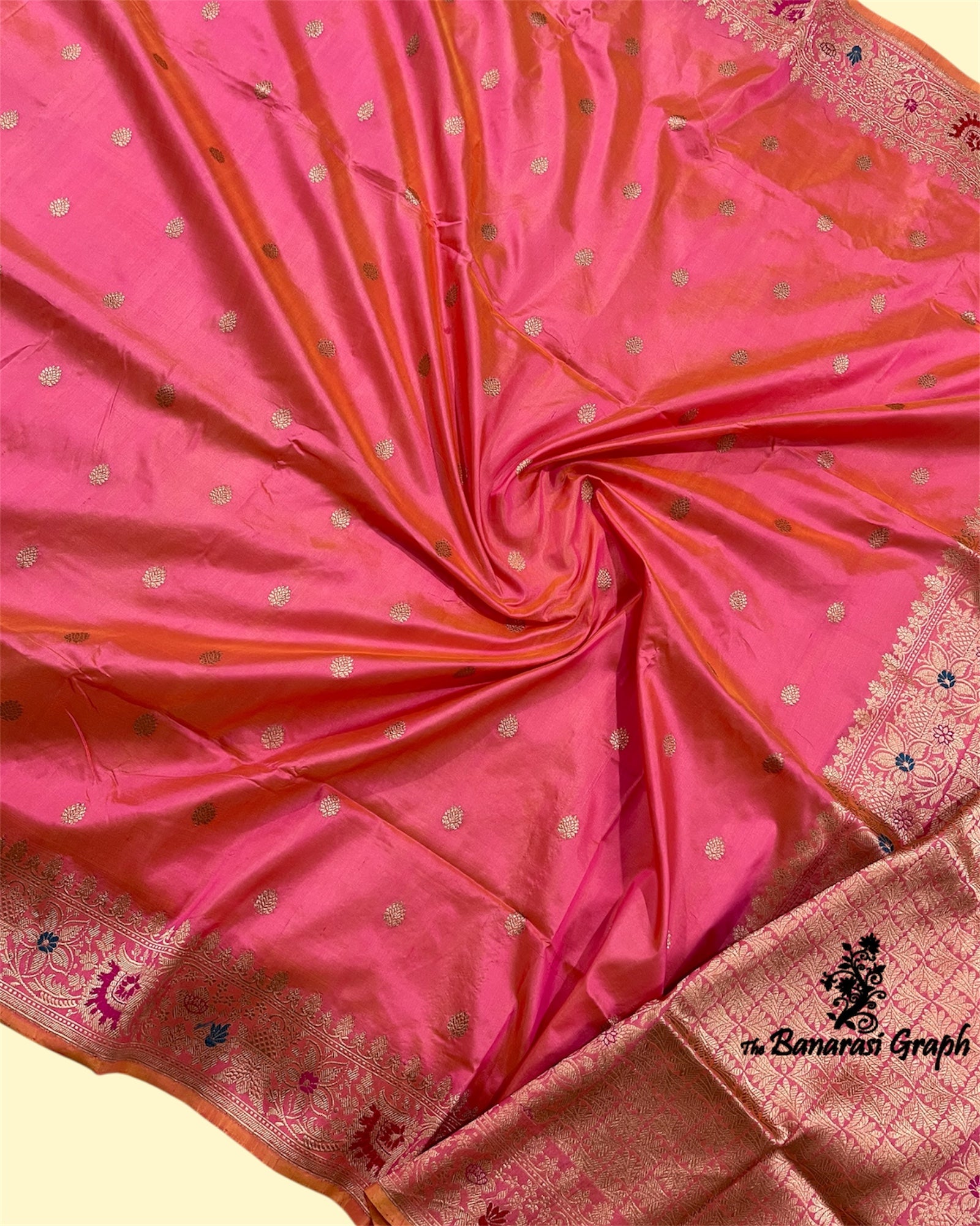 Pink Pure Katan Handloom Silk - Kadhua Motifs with Meenakari Banarasi Saree