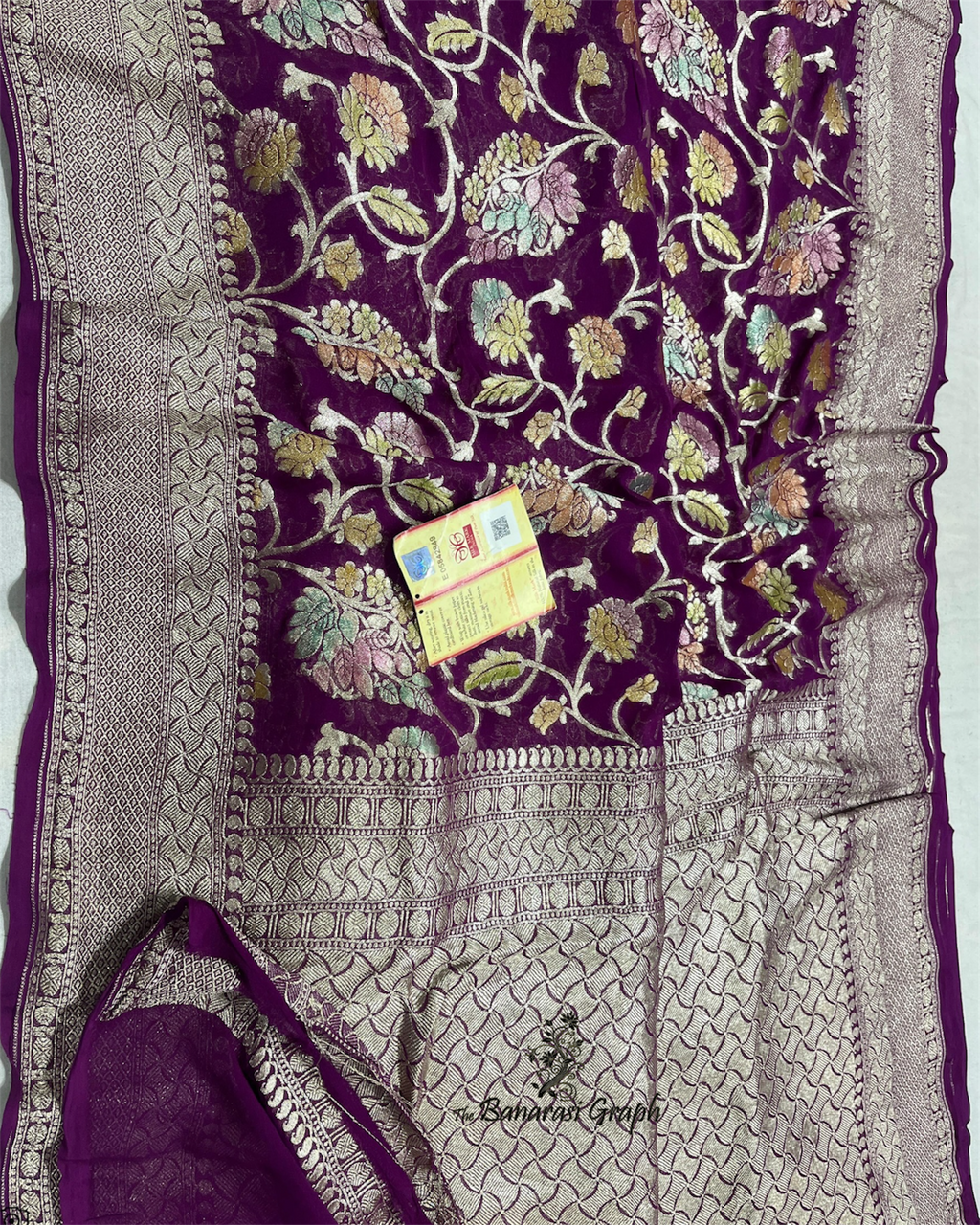 Khaddi Georgette Water Zari with Handbrush Meenakari - Pure Banarasi Saree