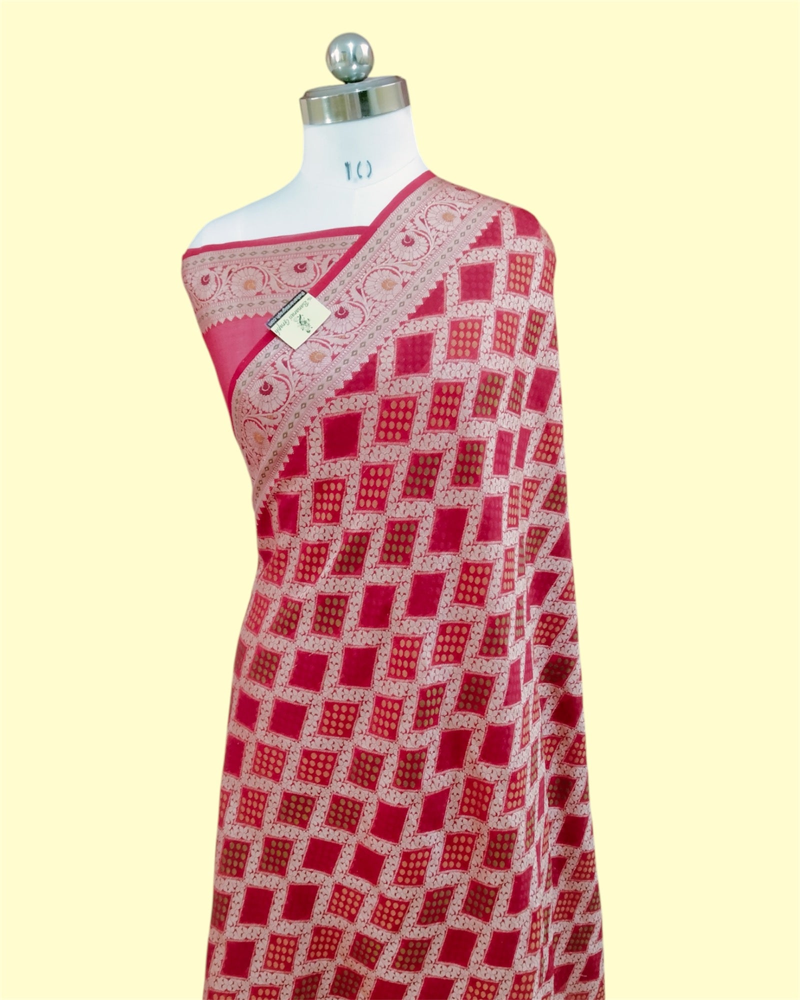 Red Khaddi Chiffon - Water Zari Multi Bhandej Pure Banarasi Saree