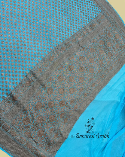 Blue Pure Khaddi Georgette Antique Zari - Banarasi Saree