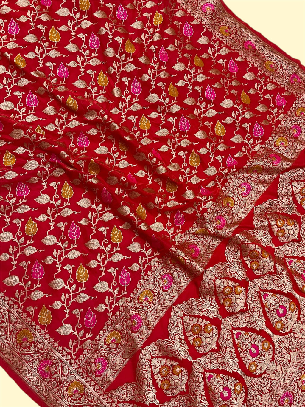 Premium Mashru Silk - All Over Jaal Work with Meenakari Banarasi Saree