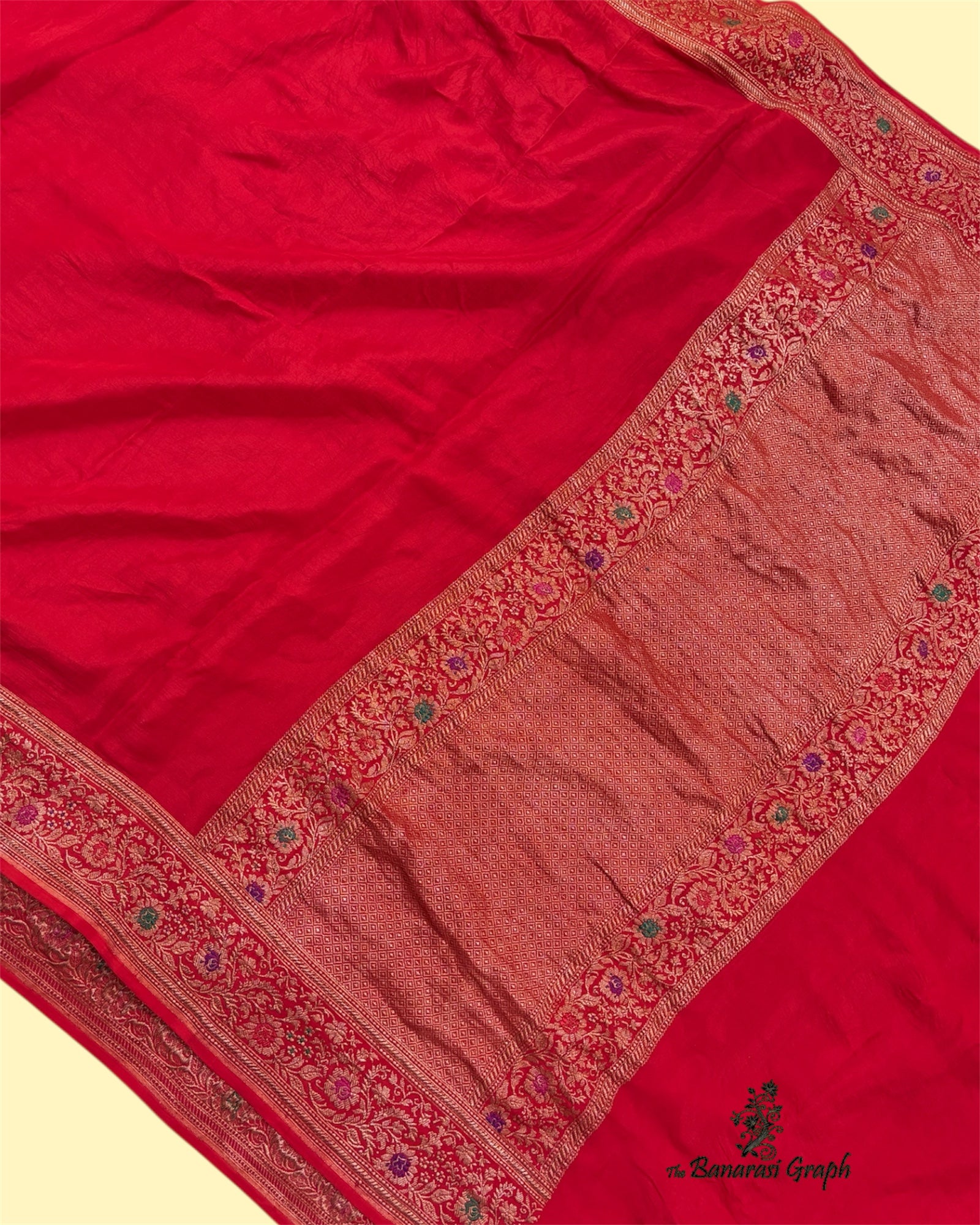 Pure Crape Katan Handloom Silk - Kadhua Motifs Banarasi Saree