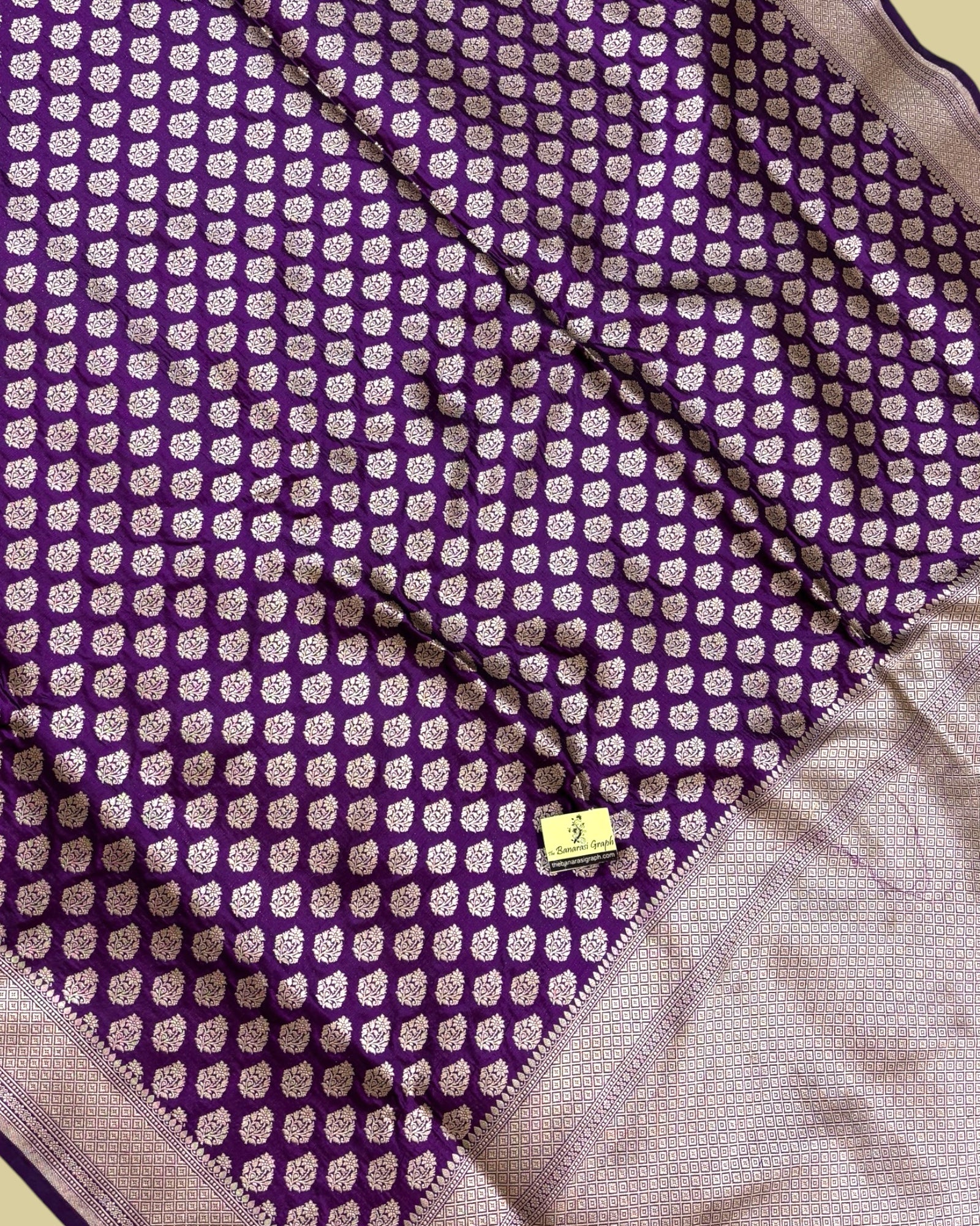 Magenta Pure Katan Handloom Silk - All Over Booti work Banarasi Saree