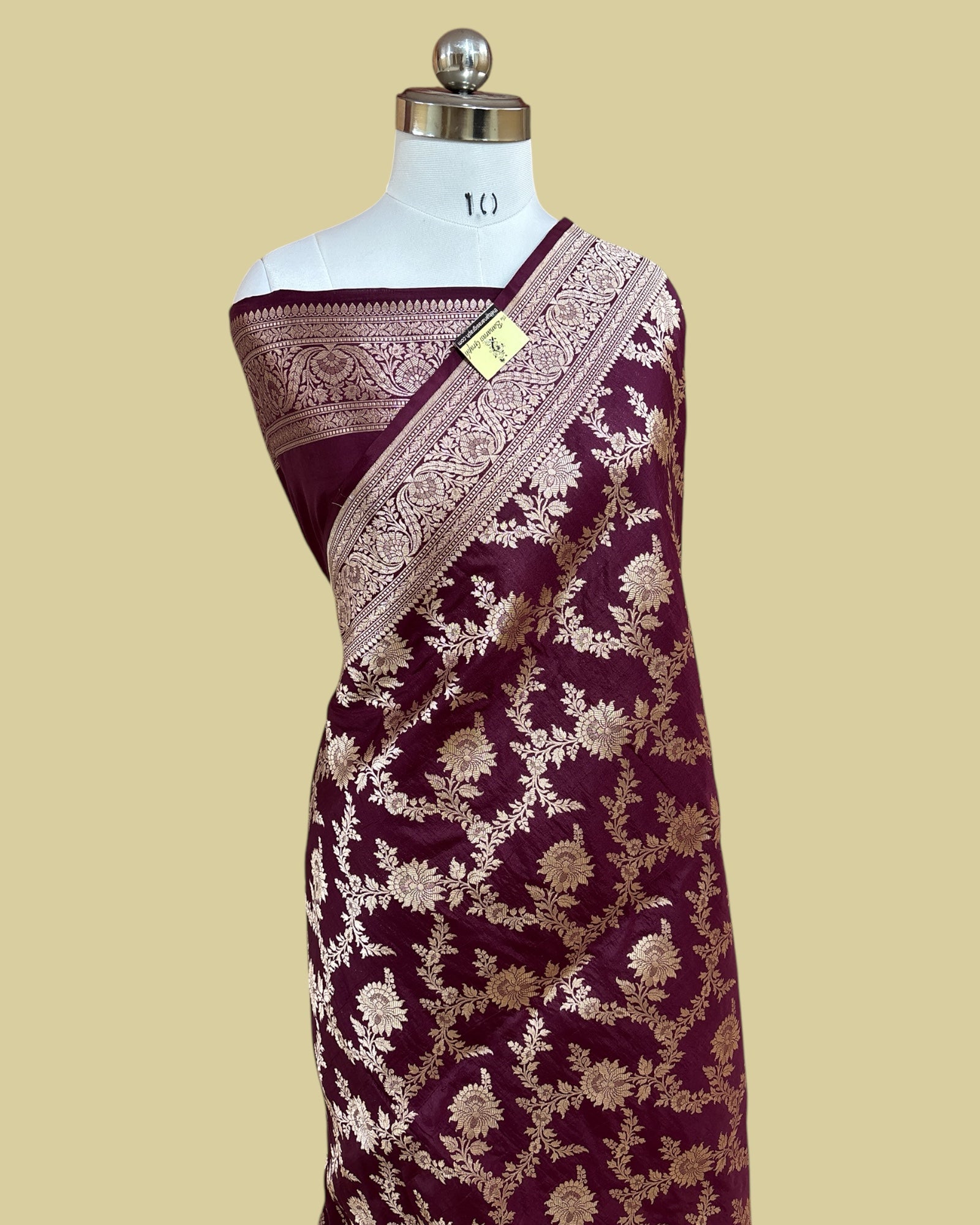 Violet Pure Katan Handloom Silk - All Over Jaal Work Banarasi Saree