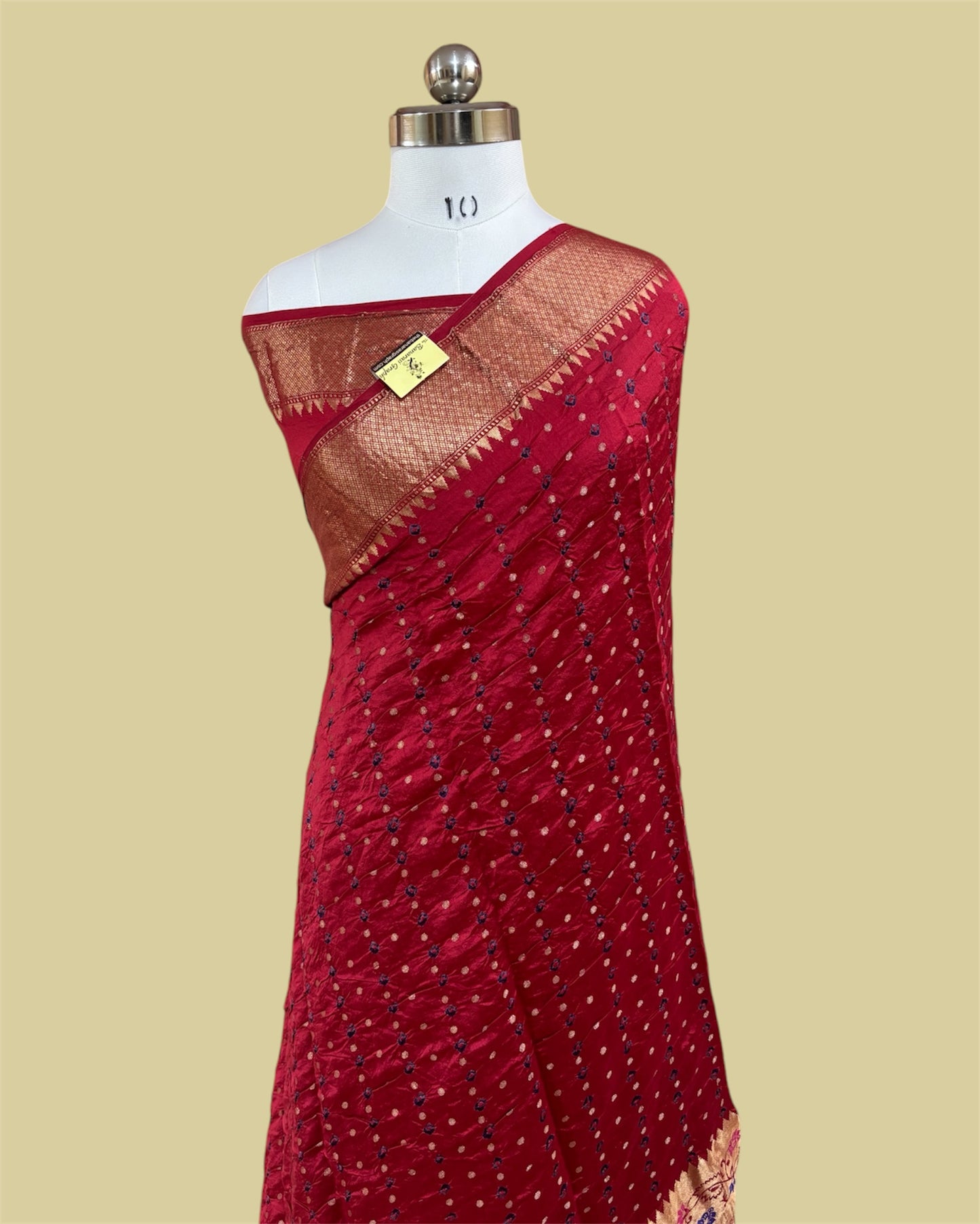 Red Pure Chiniya Bhandej Silk - Banarasi Saree