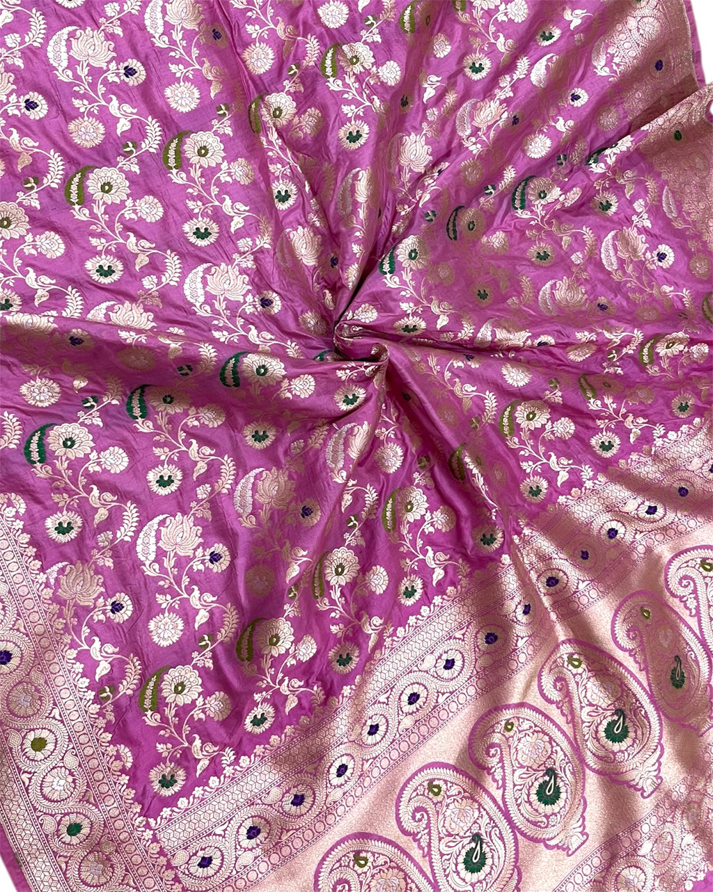 Pink Pure Katan Handloom Silk - All Over Jaal Work With Tilfi Meenakari Banarasi Saree