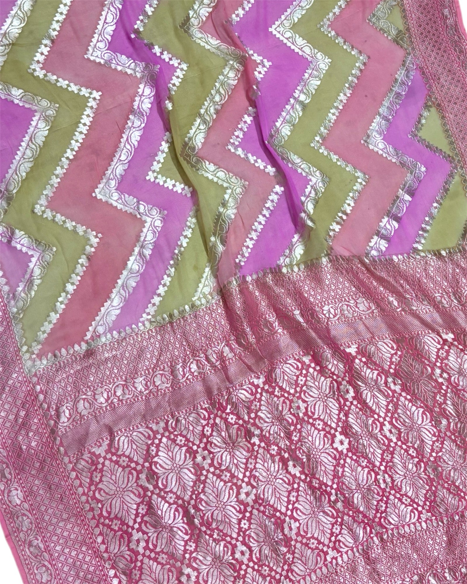 Rangkart Khaddi Georgette Water Zari - With Handbrush Pure Banarasi Saree