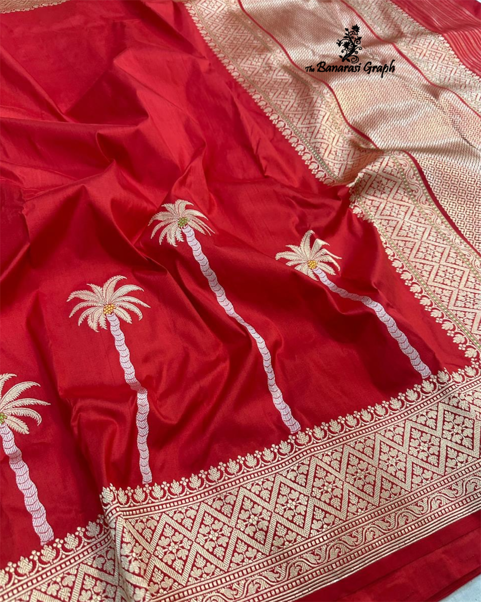 Red Pure Katan Handloom Silk - Kadhua Motifs with Meenakari Banarasi Saree