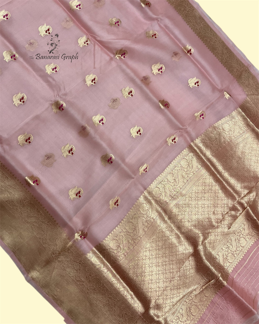 Pure Kora Handloom Silk - Kadhua Motifs with Meenakari Banarasi Saree
