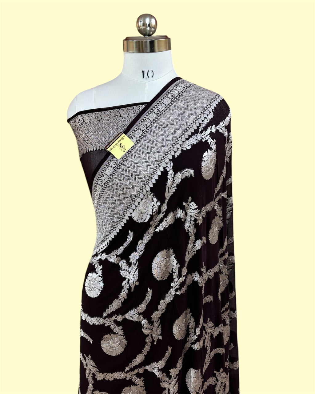 Khaddi Georgette Water Zari - All Over Jaal Work Pure Banarasi Saree
