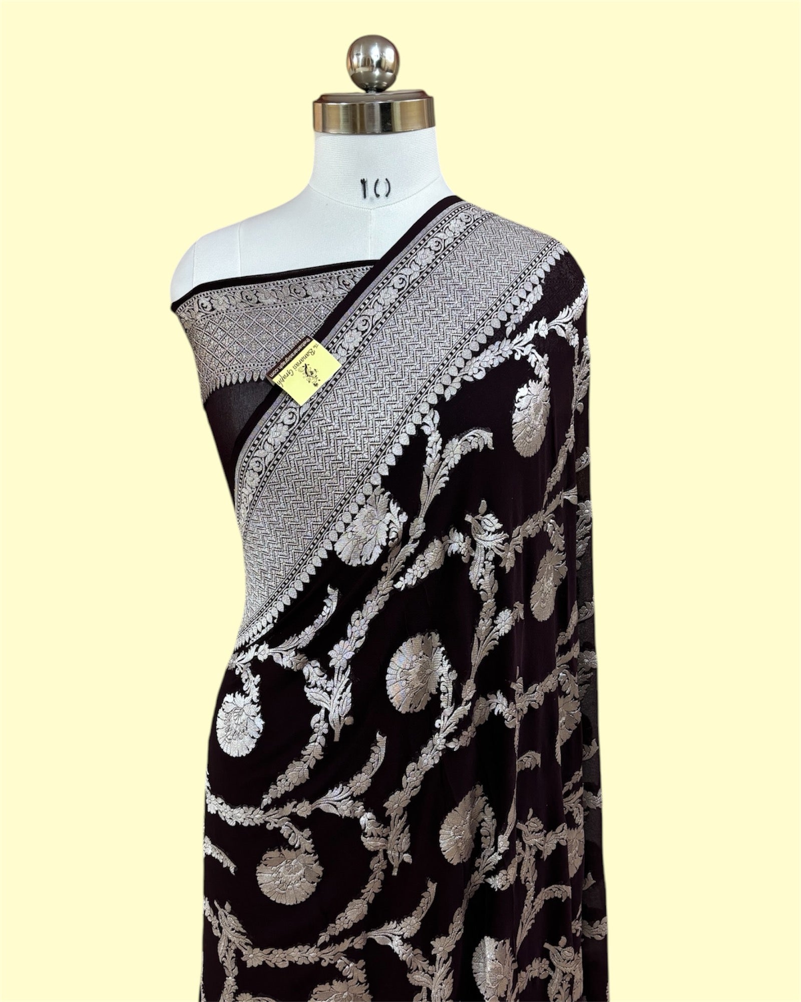 Khaddi Georgette Water Zari - All Over Jaal Work Pure Banarasi Saree