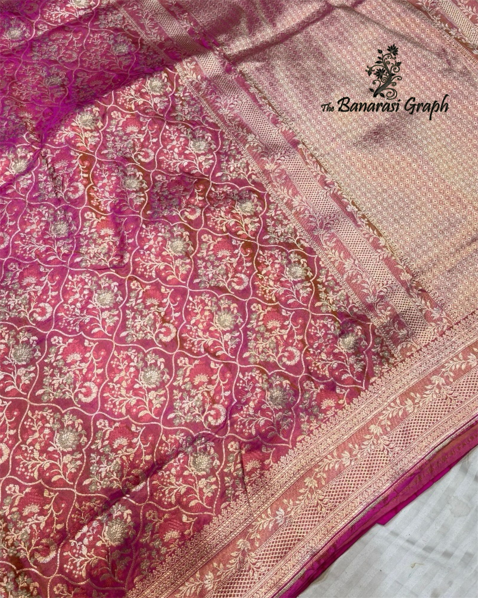 Pure Katan Handloom Silk - All Over Jaal Work with Meenakari Banarasi Saree