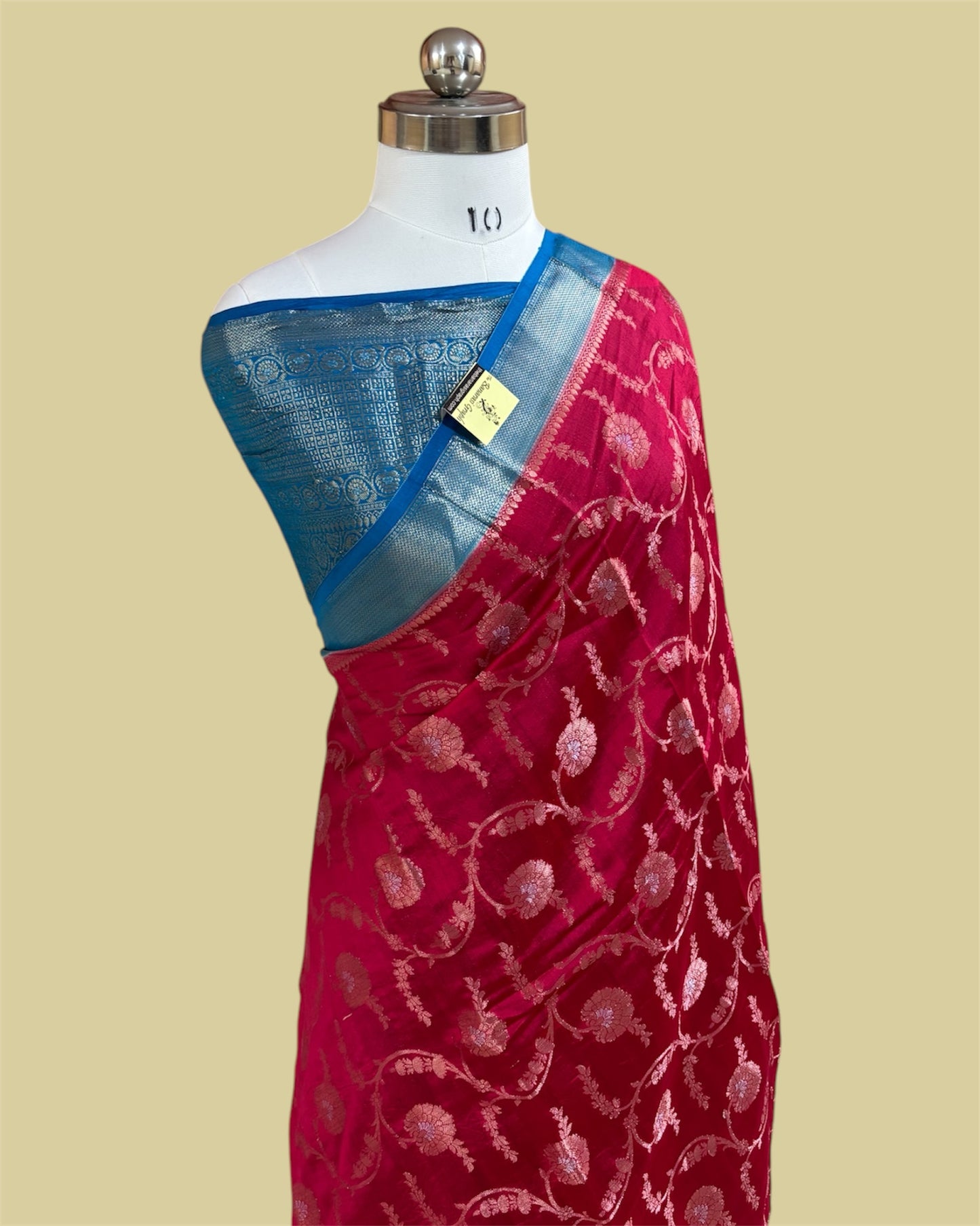 Red Pure Chiniya Silk - All Over Jaal Work Banarasi Saree