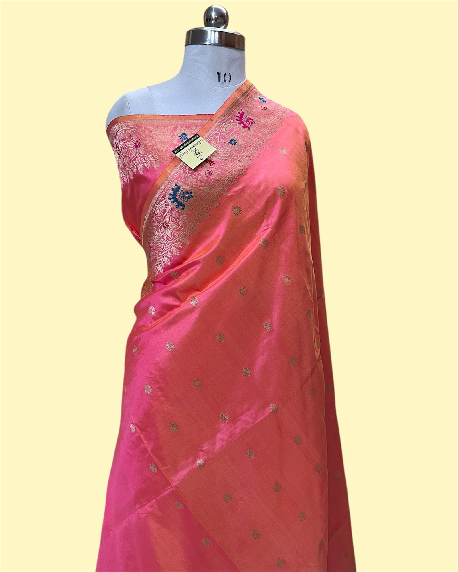 Pink Pure Katan Handloom Silk - Kadhua Motifs with Meenakari Banarasi Saree