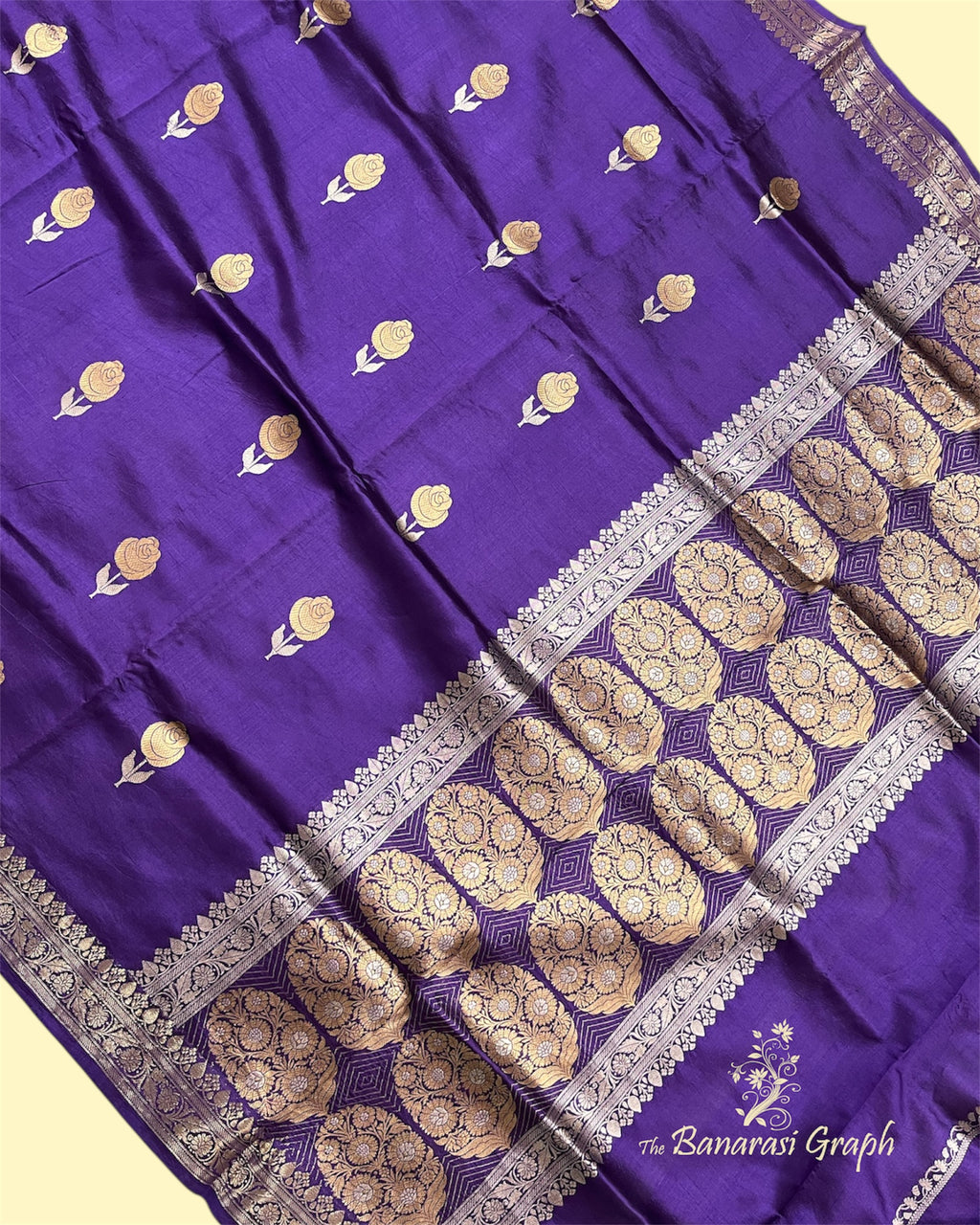Pure Raw Mango Handloom Silk - Kadhua Motifs Sona Rupa Banarasi Saree
