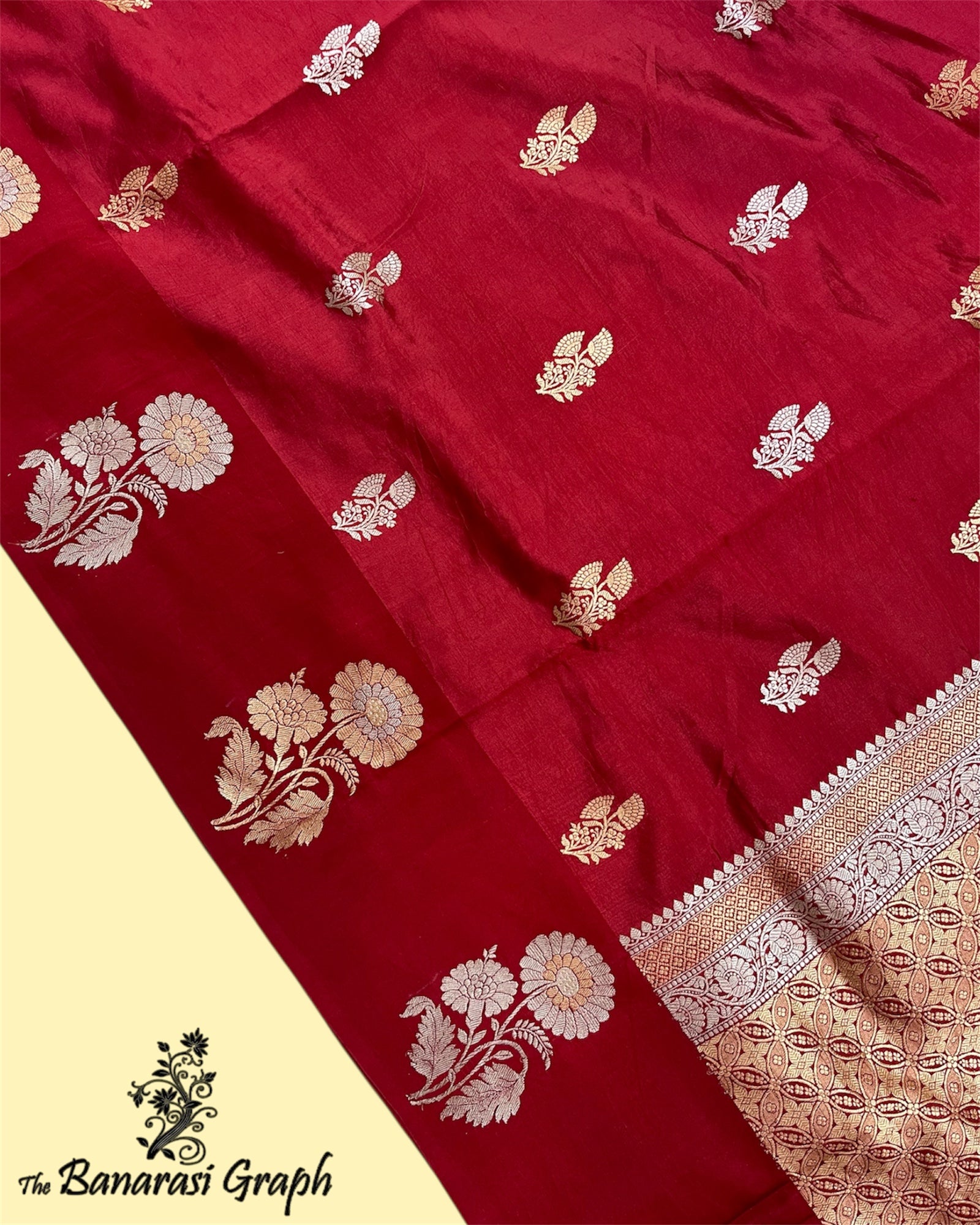 Pure Raw Mango Handloom Silk - Kadhua Motifs Banarasi Saree