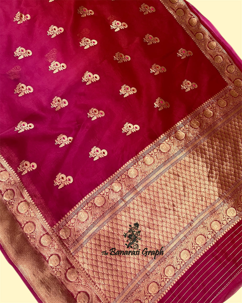 Pure Kora Handloom Silk - Kadhua Motifs with Meenakari Banarasi Saree