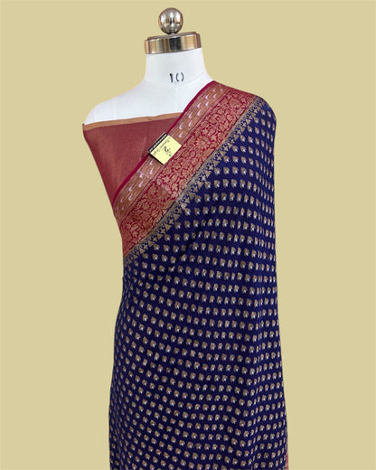 Pure Khaddi Chiffon Reshmi Zari - Banarasi Saree