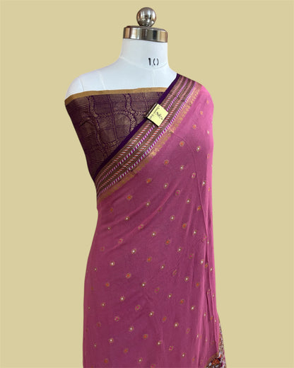 Pure Khaddi Chiffon Reshmi Zari - Banarasi Saree