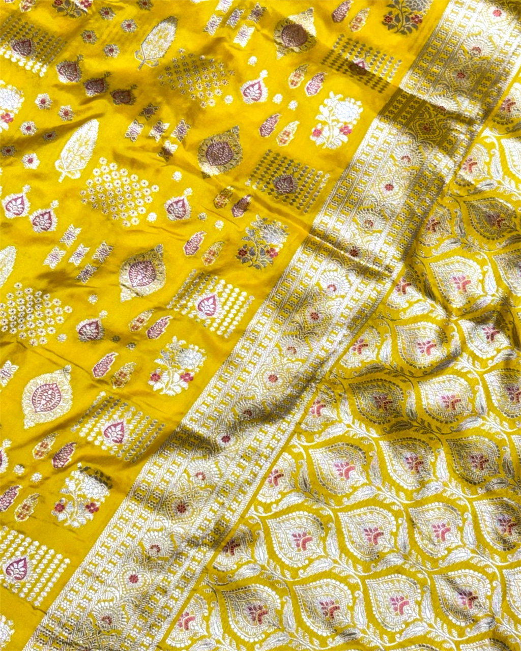 Pure Katan Handloom Silk - Jaal Work with Meenakari Banarasi Saree